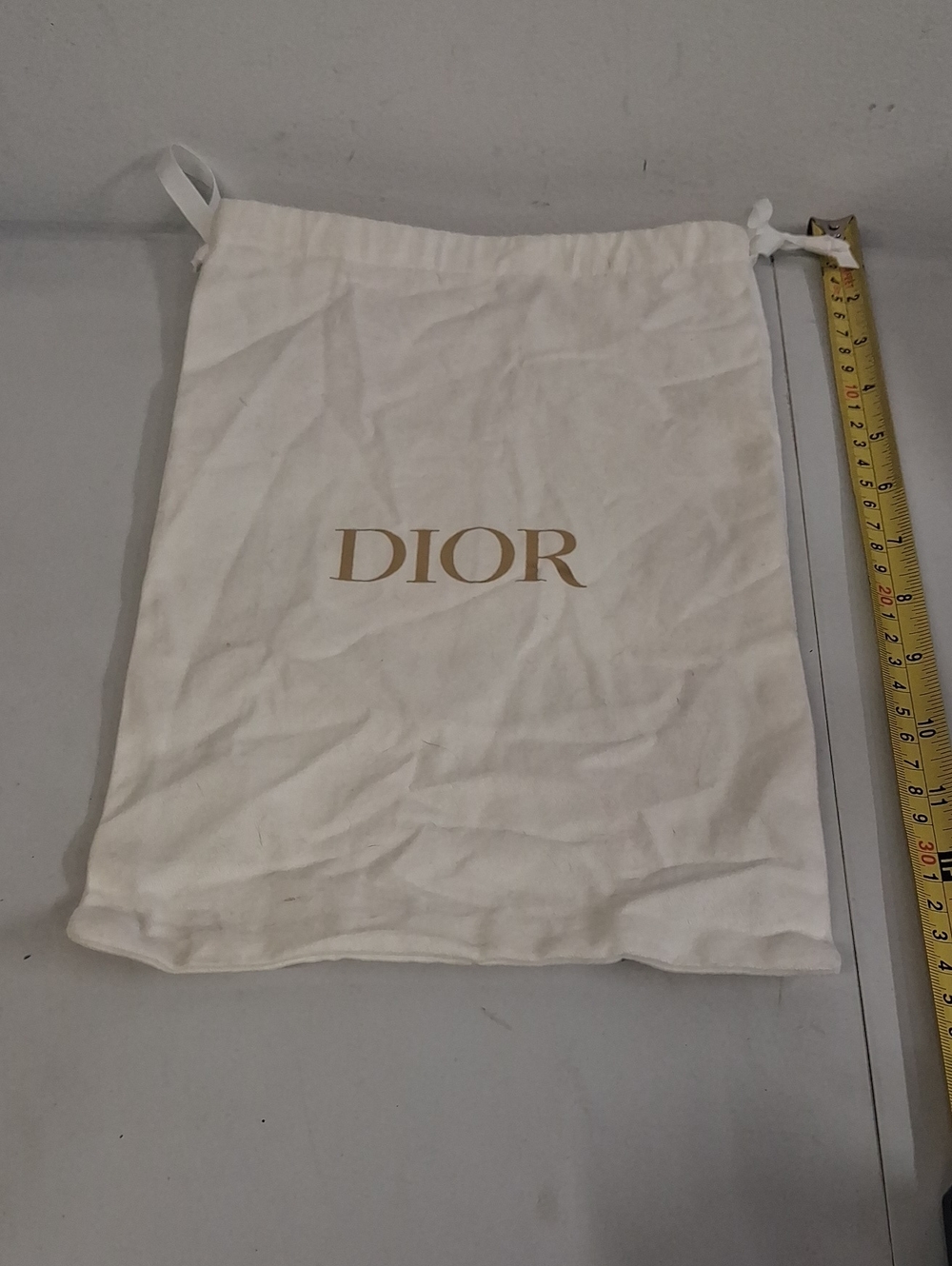 White Cotton Christian Dior Drawstring Dust Bag